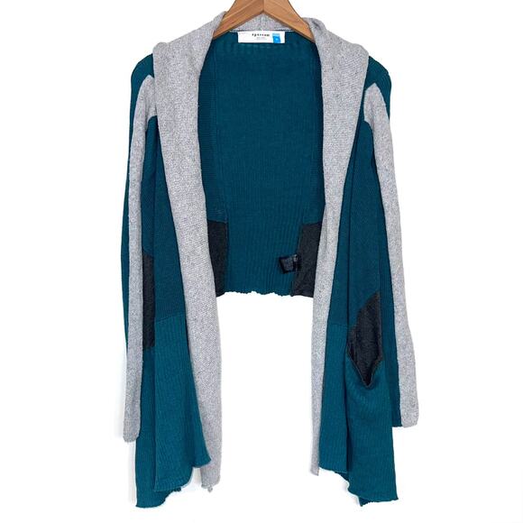 Anthropologie Sparrow Patchwork Colorblock Waterfall Cardigan Sweater Size M - Picture 1 of 14